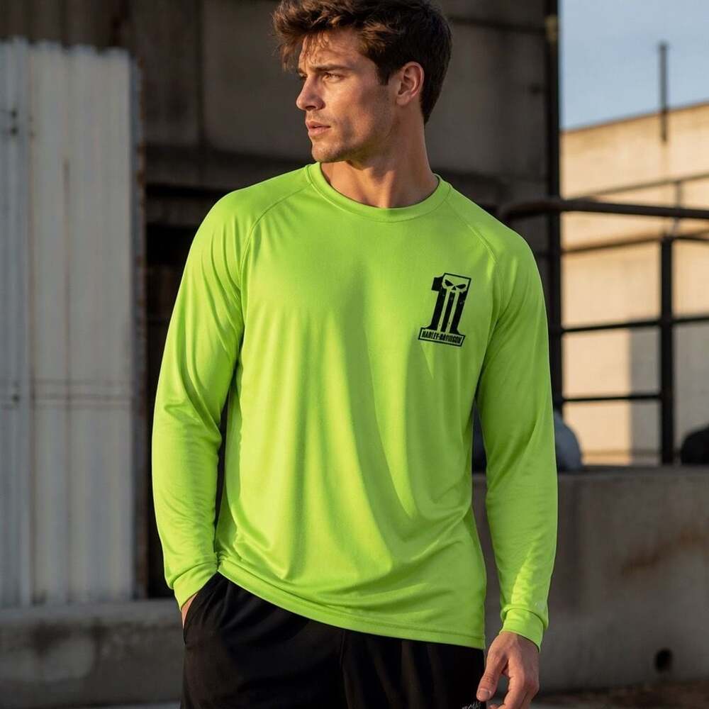 Badger Sport Harley-Davidson Performance Long Sleeve T-Shirt Size 2XL Neon